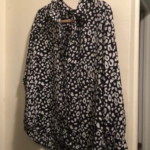 Black and white animal pattern blouse